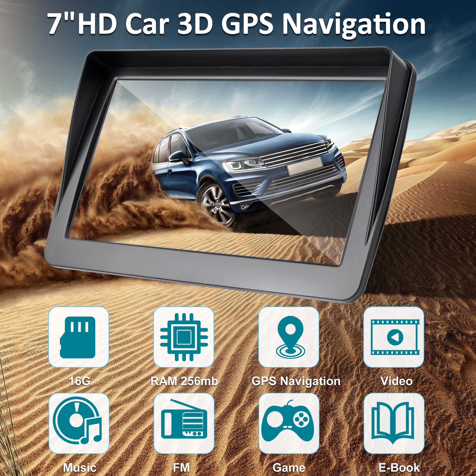 TKMARS Navegador GPS para Coche y Camion, Pantalla Táctil de 7 Pulgadas, con Actualizaciones de Mapas de Europa para Toda la Vida con con Guía de Voz