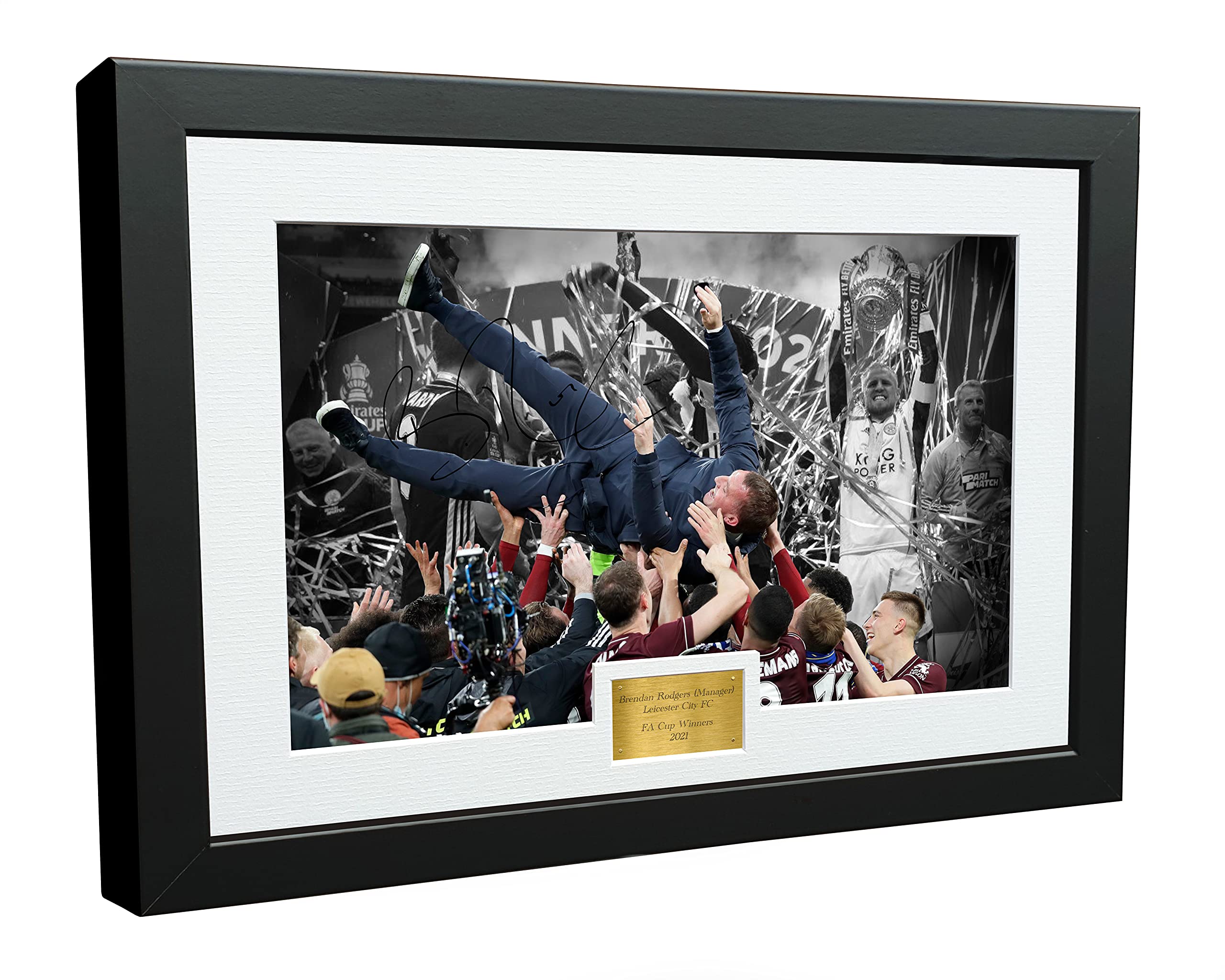 Kitbags & Lockers 12x8 A4 '2021 FA CUP WINNERS' Brendan Rodgers Leicester City FC Signed Autographed Photo Photograph Picture Frame Poster Gift