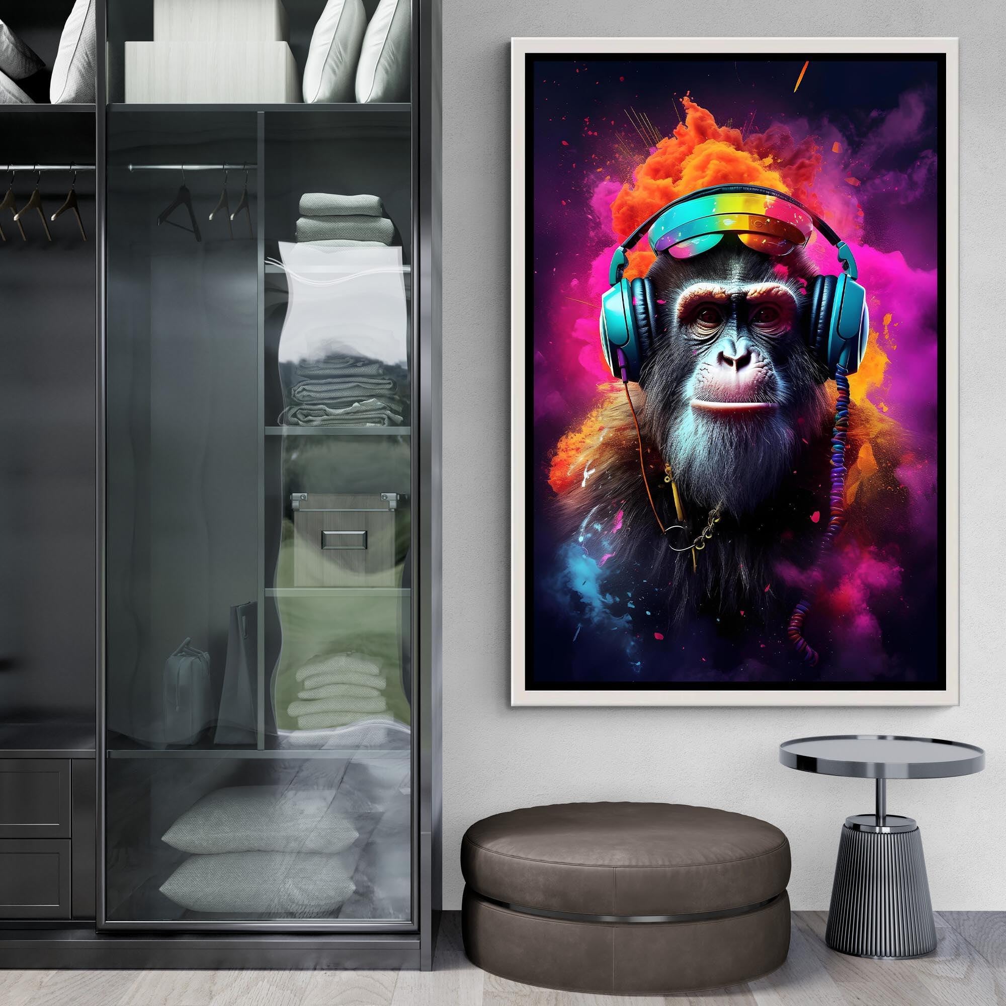 TONGYINLI Colorful Monkey Canvas Wall Art, Modern Pop Art Animal Portrait Posters, Aesthetic Painting For Living Room Decor(60x80cm/Frameless)