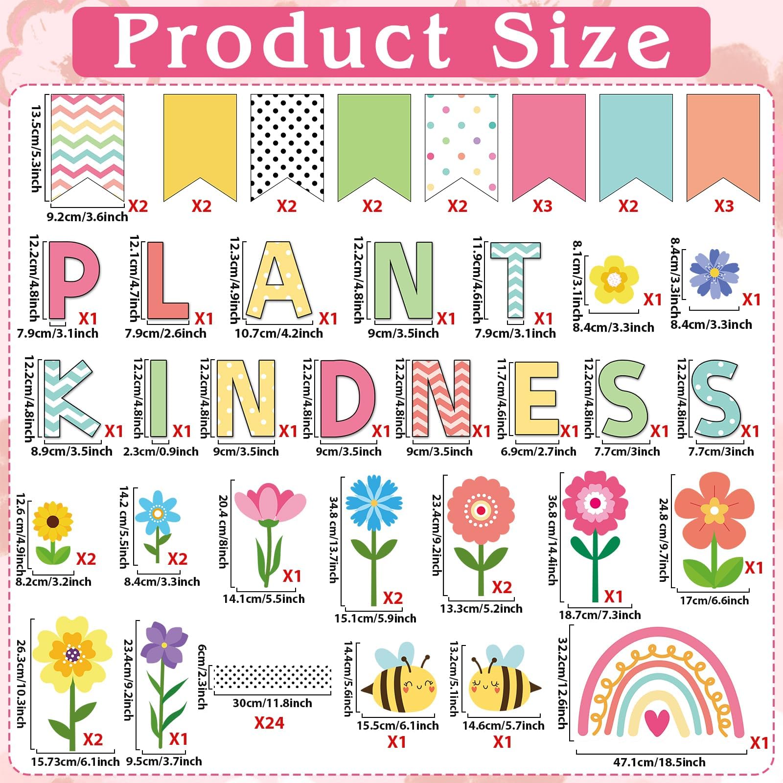 ZOiiWA 98 Pcs Spring Flowers Bulletin Board Decorations