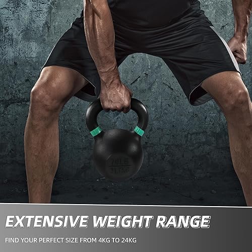 Miniatura 6 de Fitvids Pesas rusas de hierro fundido sólido y liso para entrenamiento de fuerza, gimnasio de entrenamiento en casa, juegos de pesas rusas de