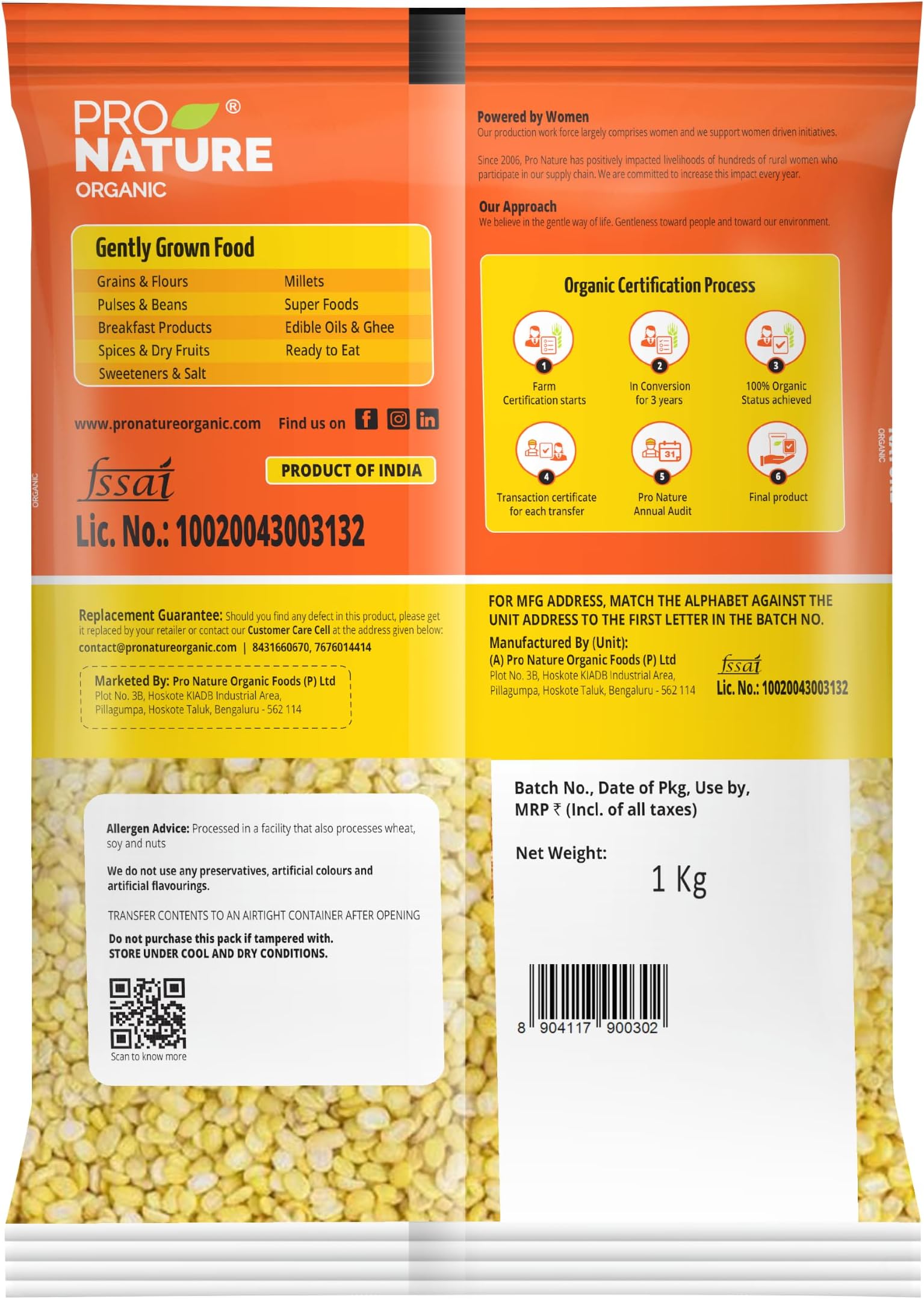 Pro Nature Organic Moong Yellow, 1kg
