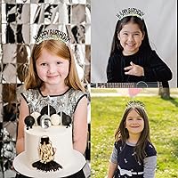 Vista 3 de CIEHER Diadema de corona de cumpleaños para mujeres y niñas, tiara con decoraciones - negro
