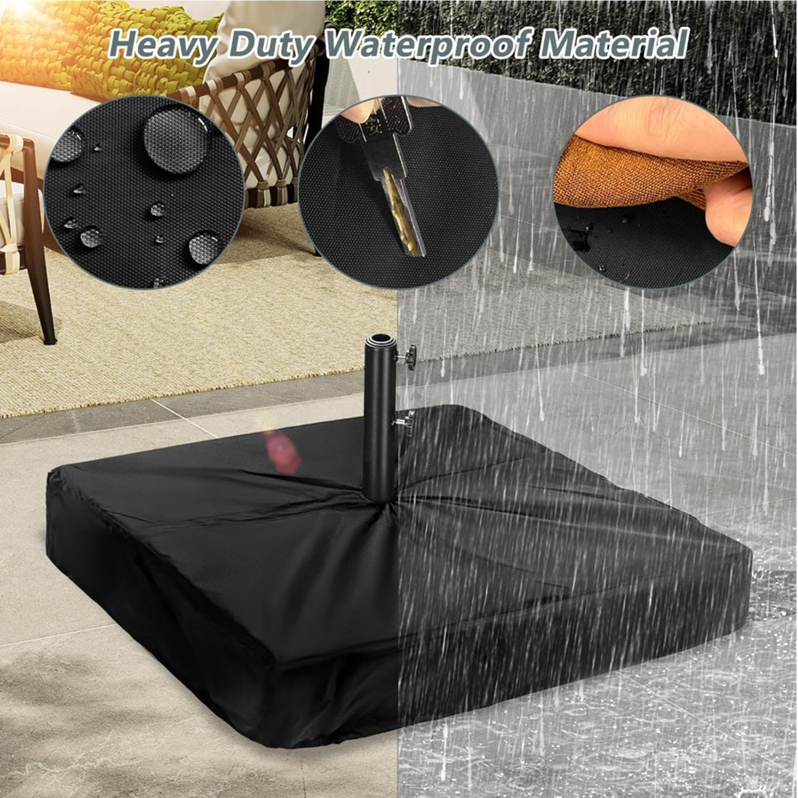 Ombrellone coperta, Ombrello Stand Protector Cloth Bag, Outdoor Sunshade Base Cover, Ombrellone Protezione per Backyard, Pool Deck, Beach, Garden, Yard, Patio, 42.13x42.13x5.12 Inches