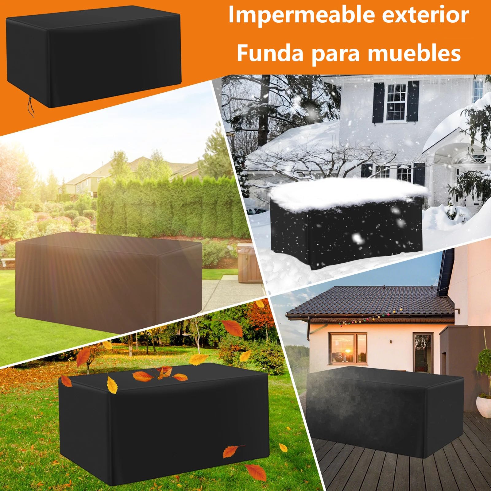 Coperture per Mobili da Giardino, 185x170x117cm 420D Resistente Tessuto Oxford Copertura, Antivento, Anti-UV, Copridivano Esterno Impermeabile Telo Copri Divano da Giardino - Nero