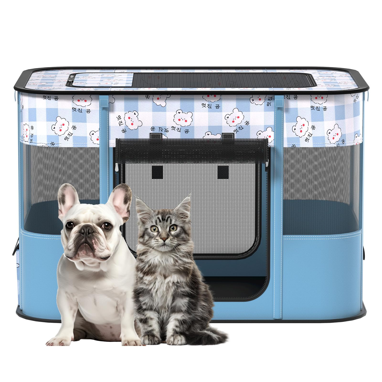XRG Foldable Pet Playpen,Indoor Cat cage Puppy Crates L(35.4"x27.6"x23.6")