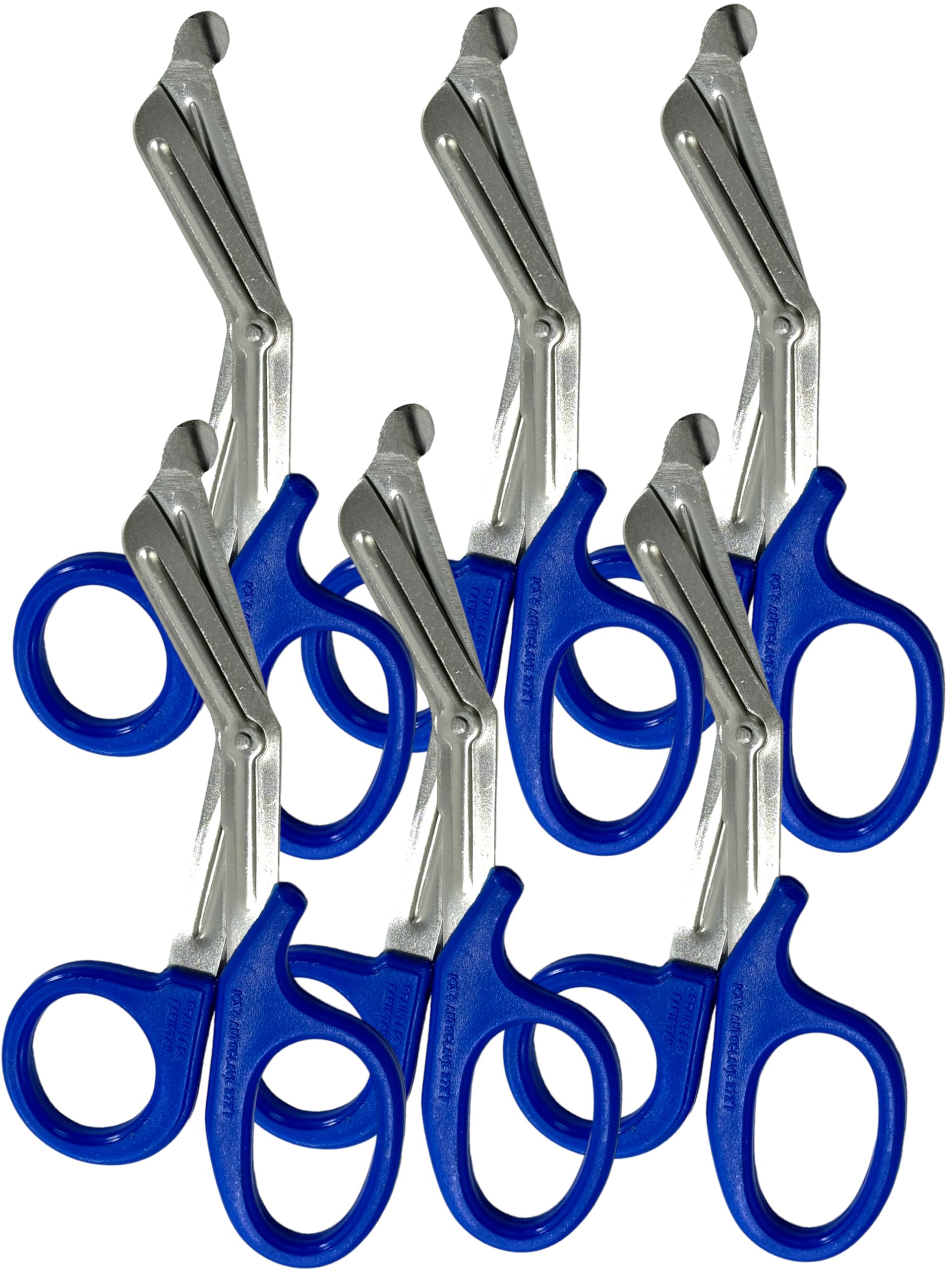 EMT Trauma Shears with Serrated Blade and Plastic Handle Blue (6 Pack) Paramedic Scissors