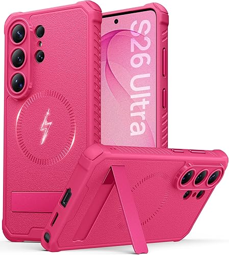 Vista 9 de Vihibii Funda para Samsung Galaxy S26 con soporte, compatible con MagSafe, grado militar a prueba de caídas, protección completa de la cámara, funda