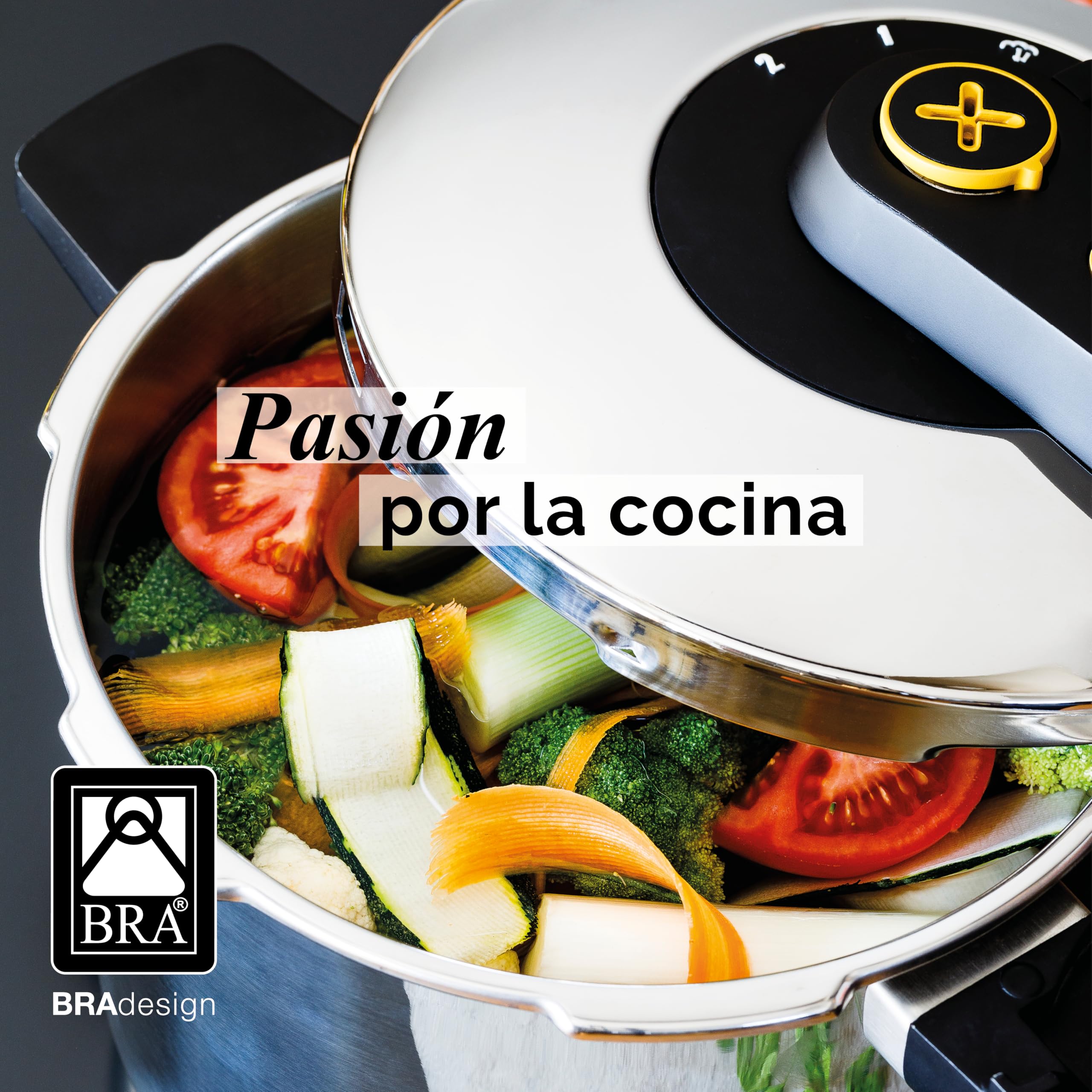BRA Excellent | Set olla a Presión Rápida de Fácil Aberura de 4+7 Litros, Fabricada en Acero Inoxidable 18/10, 2 Programas de Cocción y Sistema de Bloqueo de Apertura, Apta para Todo Tipo de Cocinas