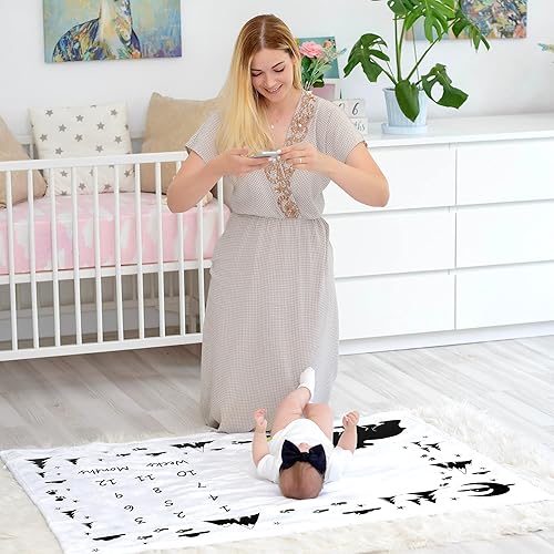 Miniatura 2 de Manta mensual de hitos para bebé, niño, niña, manta de hito para bebé, incluye marco de fieltro, manta de mes de oso bebé, decoración de guardería