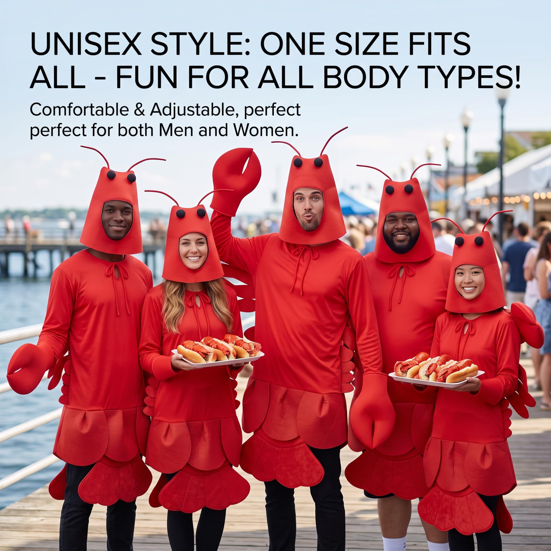 Costume da aragosta, costume unisex da creatura marina, design facile da infilare, tessuto morbido e traspirante, tutina da aragosta per feste di Halloween, cosplay, rosso