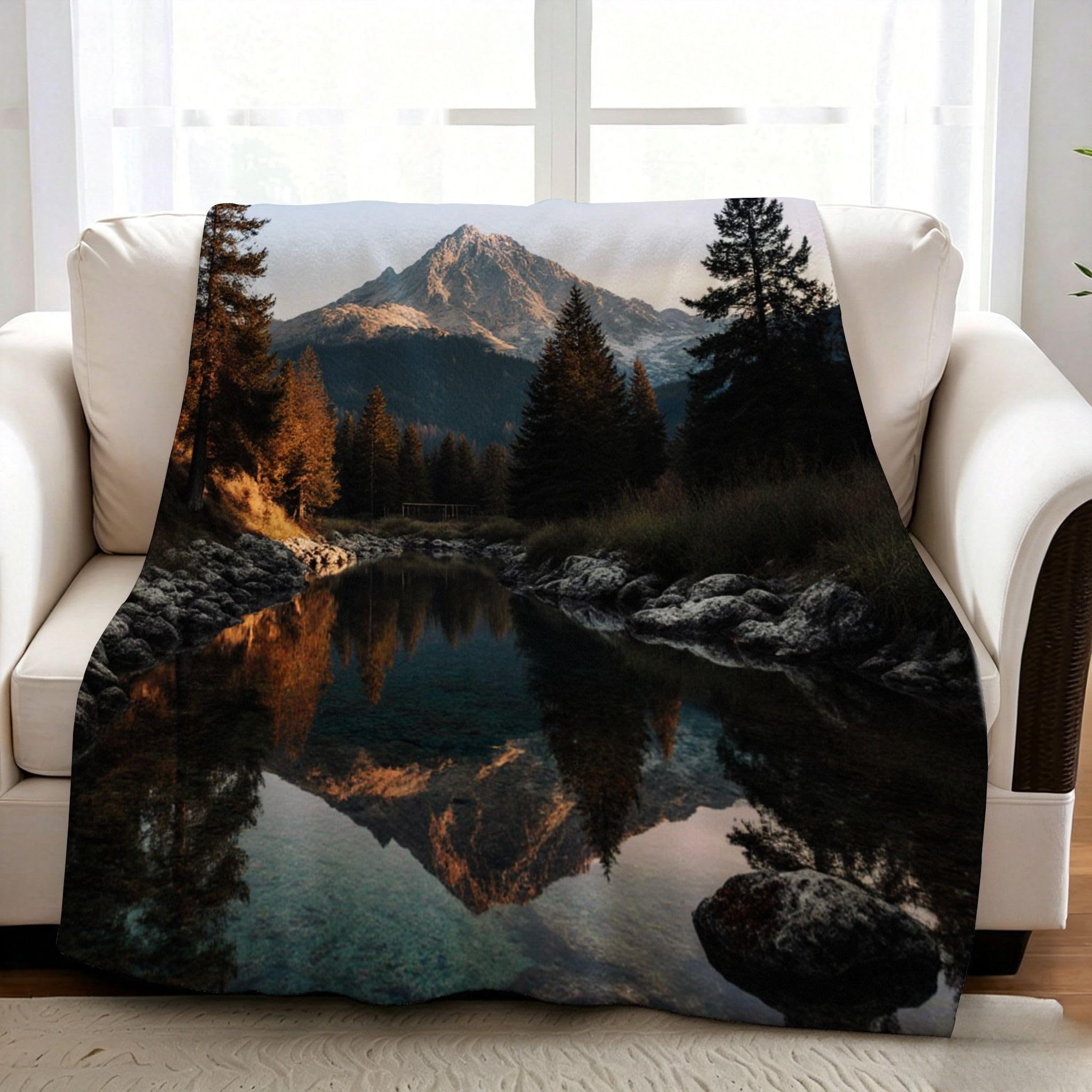 3D Druck Fleecedecke für Zwei 220x240 cm Schwarzer Berg a186 | Große Kuscheldecke für ein Zweisitzer-Sofa, geeignet für Erwachsene und Teens, maschinenwaschbar, langlebig und formstabil