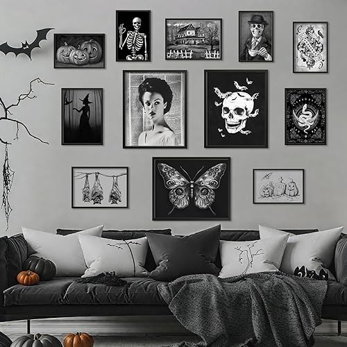 Miniatura 3 de JJY 12 piezas de decoración de pared de Halloween para pósteres artísticos, impresiones góticas victorianas oscuras, decoración del hogar, póster