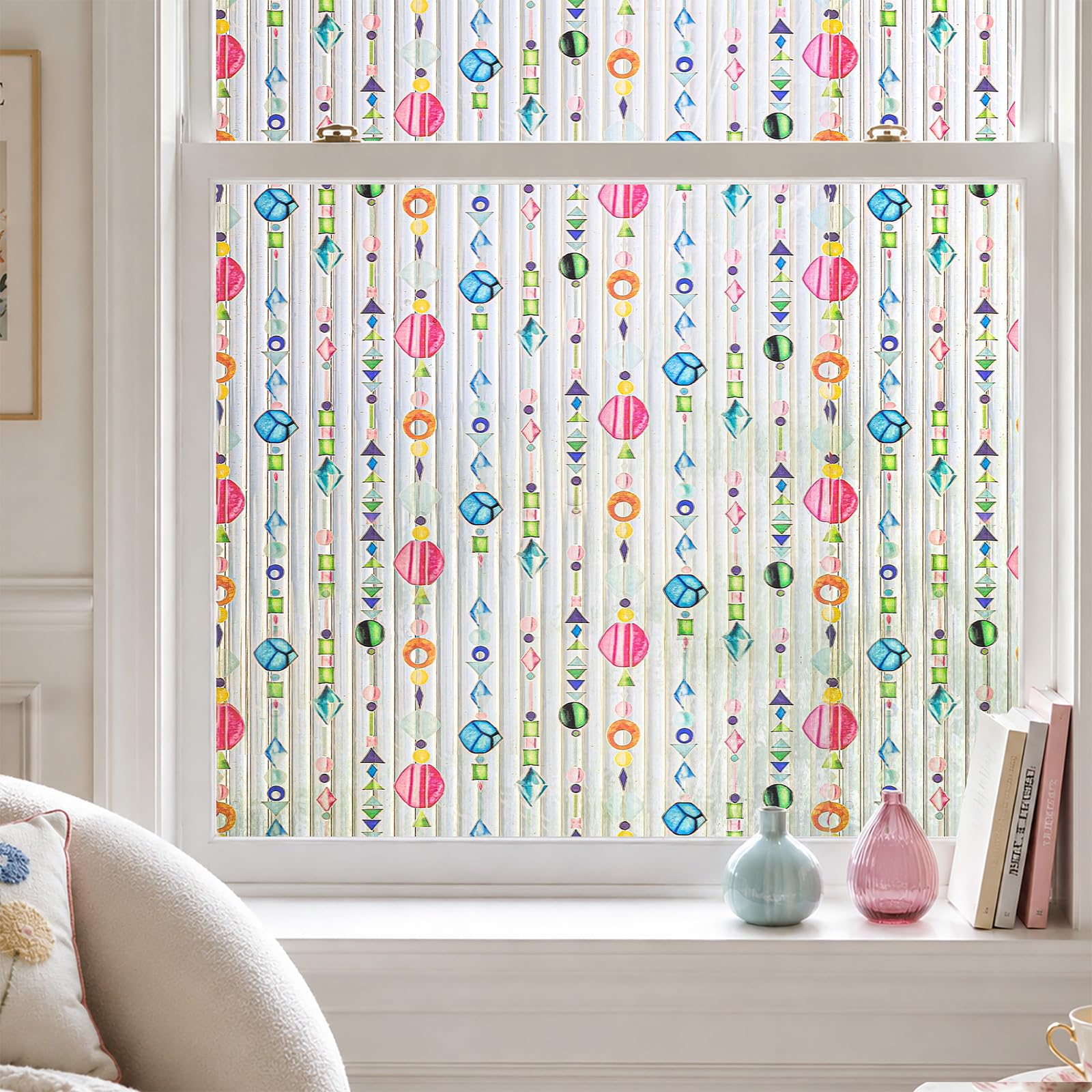 Stained Glass Window Film,Window Privacy Film Decorative Window 44x200cm