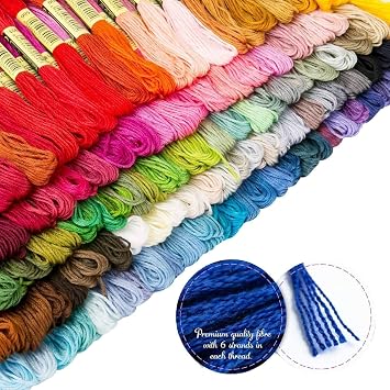 Embroidery Thread, elloLife Random Colors Cotton Embroidery Floss Friendship Bracelets Making Kits with 12 Pieces Bobbins Organizer for Beginners Adults for Knitting Cross Stitch Project (50 Skeins)