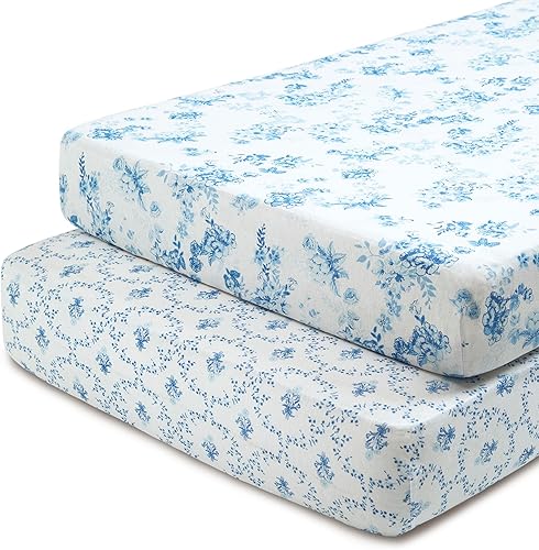 Delta Children Sábanas bajeras para cuna para niñas y niños, sábana bajera 100 % algodón orgánico para colchones estándar de cuna y niños pequeños,