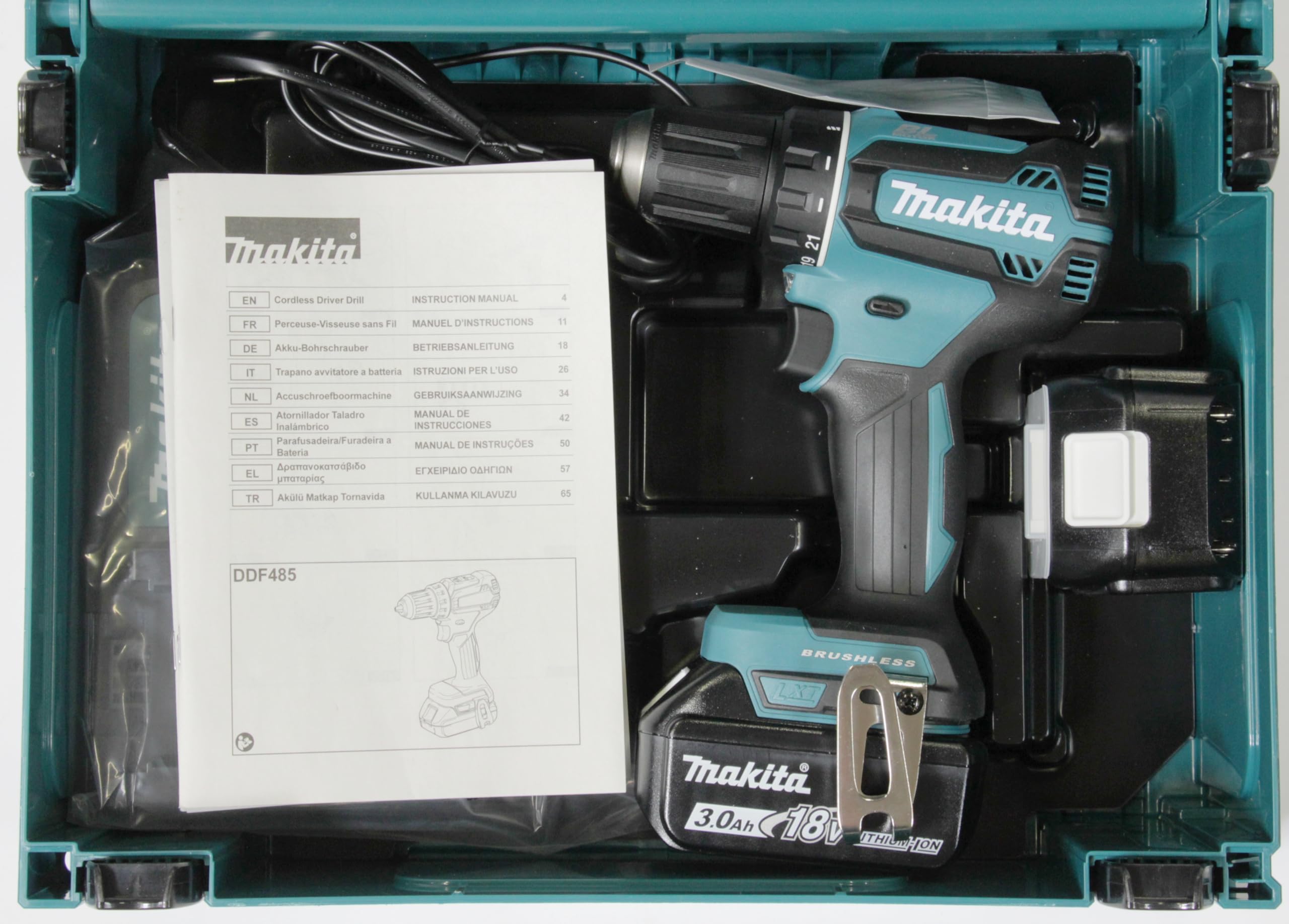 Makita DDF485RFJ Taladro atornillador inalámbrico Li-Ion 18V 2x 3.0Ah 50Nm