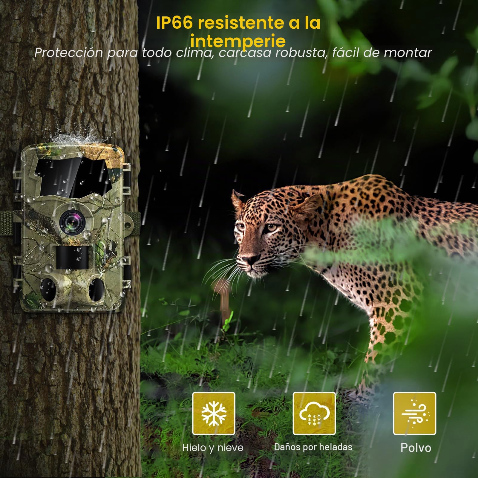 Lutranstra Cámara de Caza 5K WiFi, cámara de Vida Silvestre Full HD de 64MP con aplicación de transmisión a móvil, cámara de Infrarrojos para Animales Salvajes con Tarjeta SD de 32G y baterías 8*AA