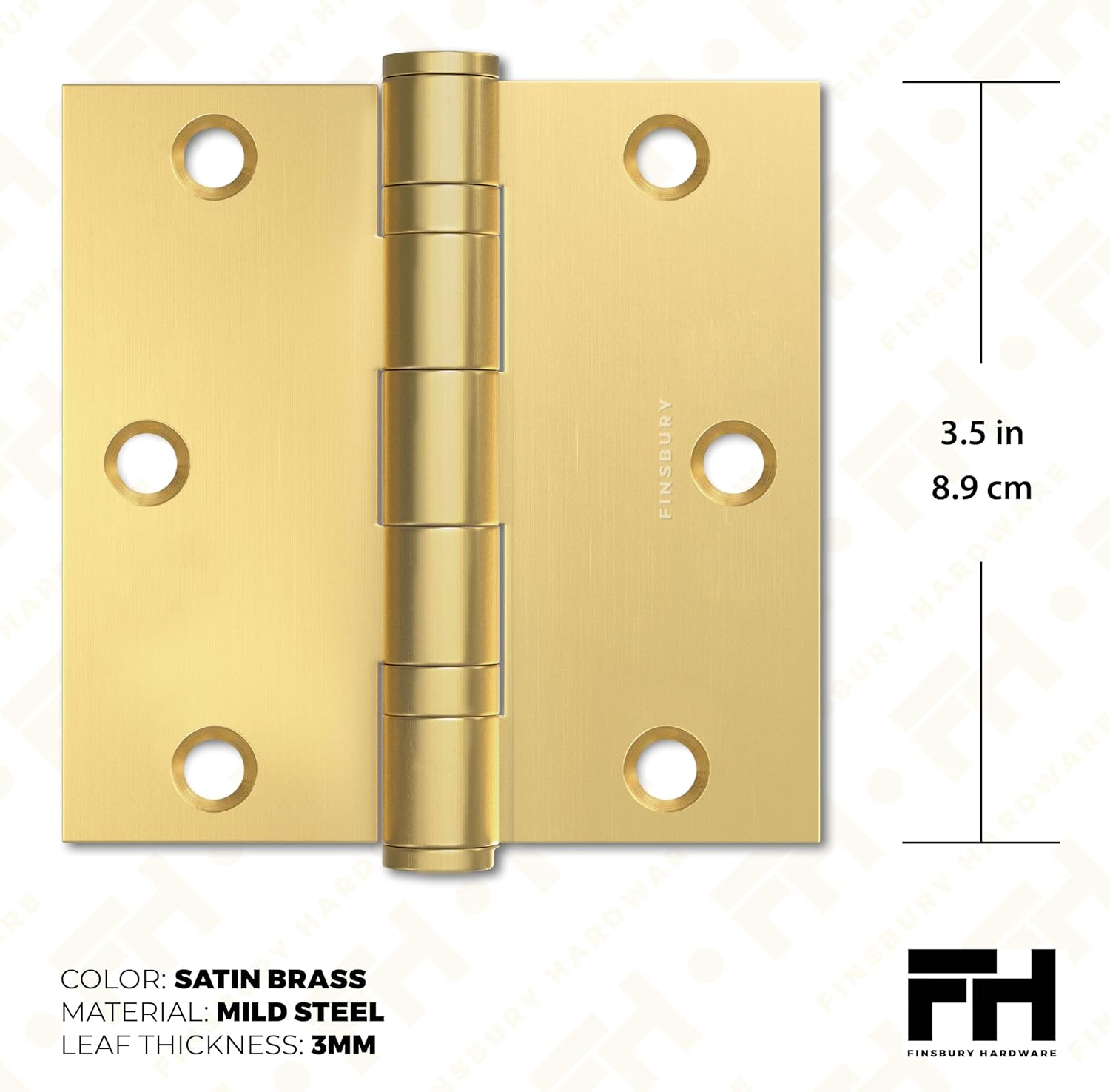 Door Hinge Ball Bearing 3.5 x 3.5 Inches Solid 304 Steel Durable Heavy Duty Machined NRP Architectural Grade Mortise Hinges - Set of 2 Matte Gold Door Hinges (Matte Gold)