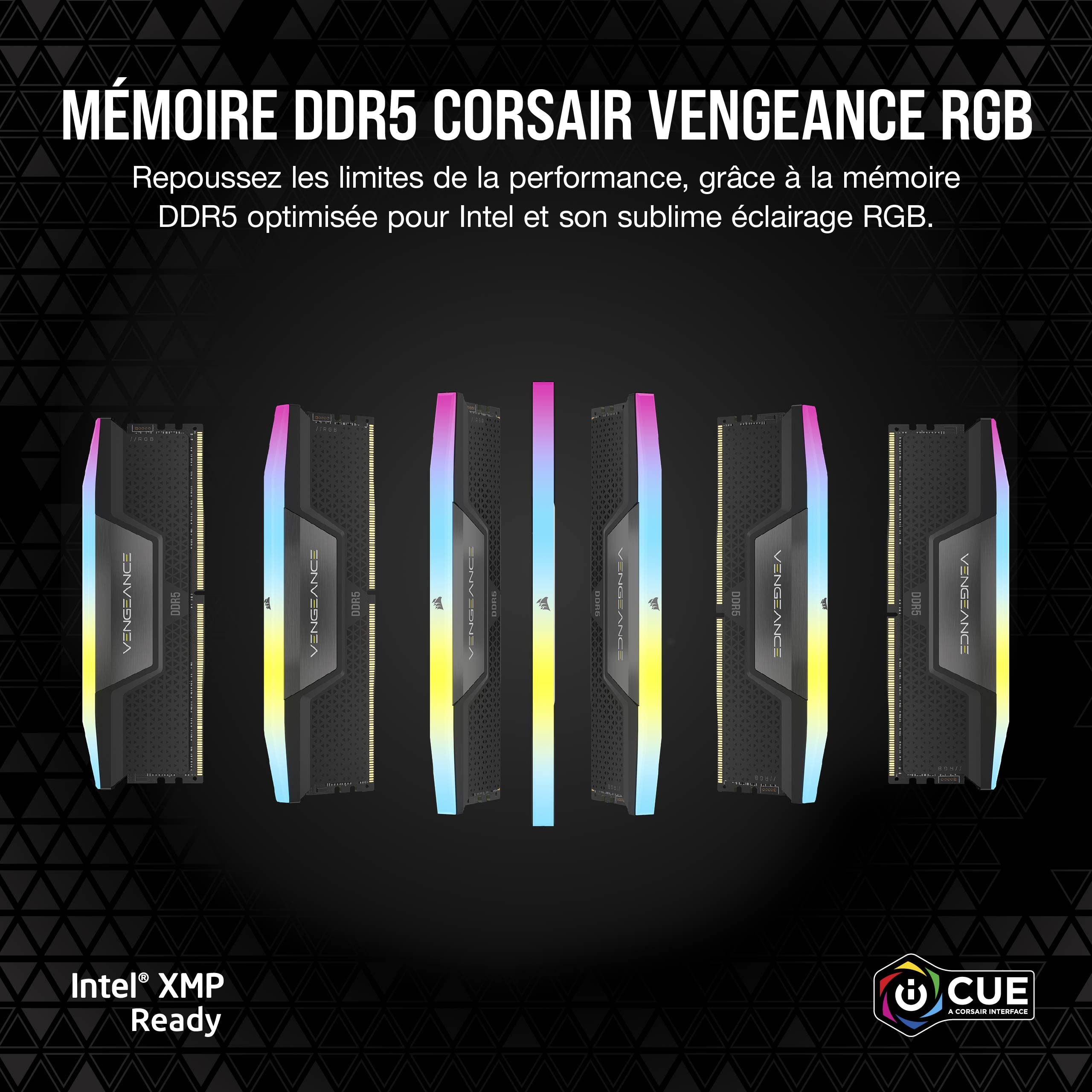 CORSAIR Vengeance RGB DDR5 RAM 8Go (1x8Go) 5200MHz CL40-40-40-77 1.25V Intel XMP 3.0 Mémoire pour Ordinateur de Bureau – Noir (CMH8GX5M1B5200C40) - 3