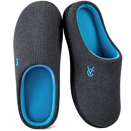 VeraCosy Women's Two-Tone Slippers Soft Comfy Knit Memory Foam Non-slip Indoor Outdoor House Shoes