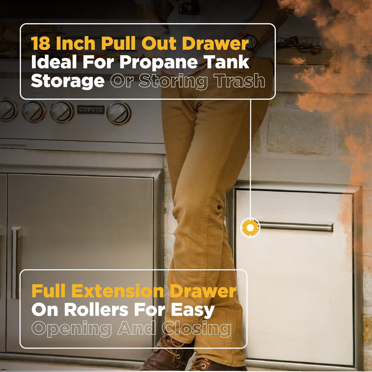 18-Inch Stainless Steel Pull-Out Drawer with Magnetic Latches