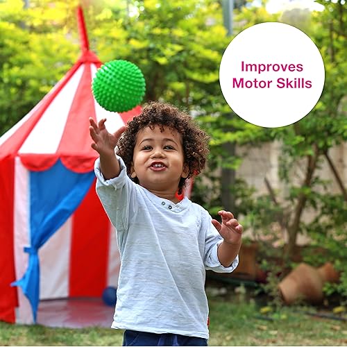 Miniatura 6 de Edushape Bolas sensoriales para bebé bolas de bebé de 4 pulgadas de color sólido que ayudan a mejorar las habilidades motoras gruesas para niños de