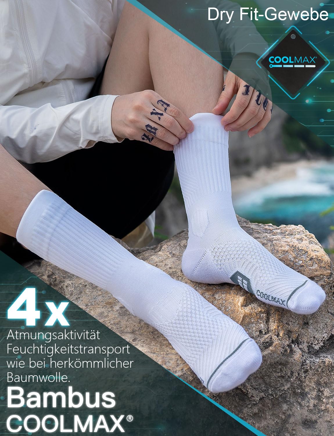 Juclise Laufsocken Kompressions Wandern Bambus Coolmax Anti-Blasen running hiking Sport Gym fahrrad funktionssocken