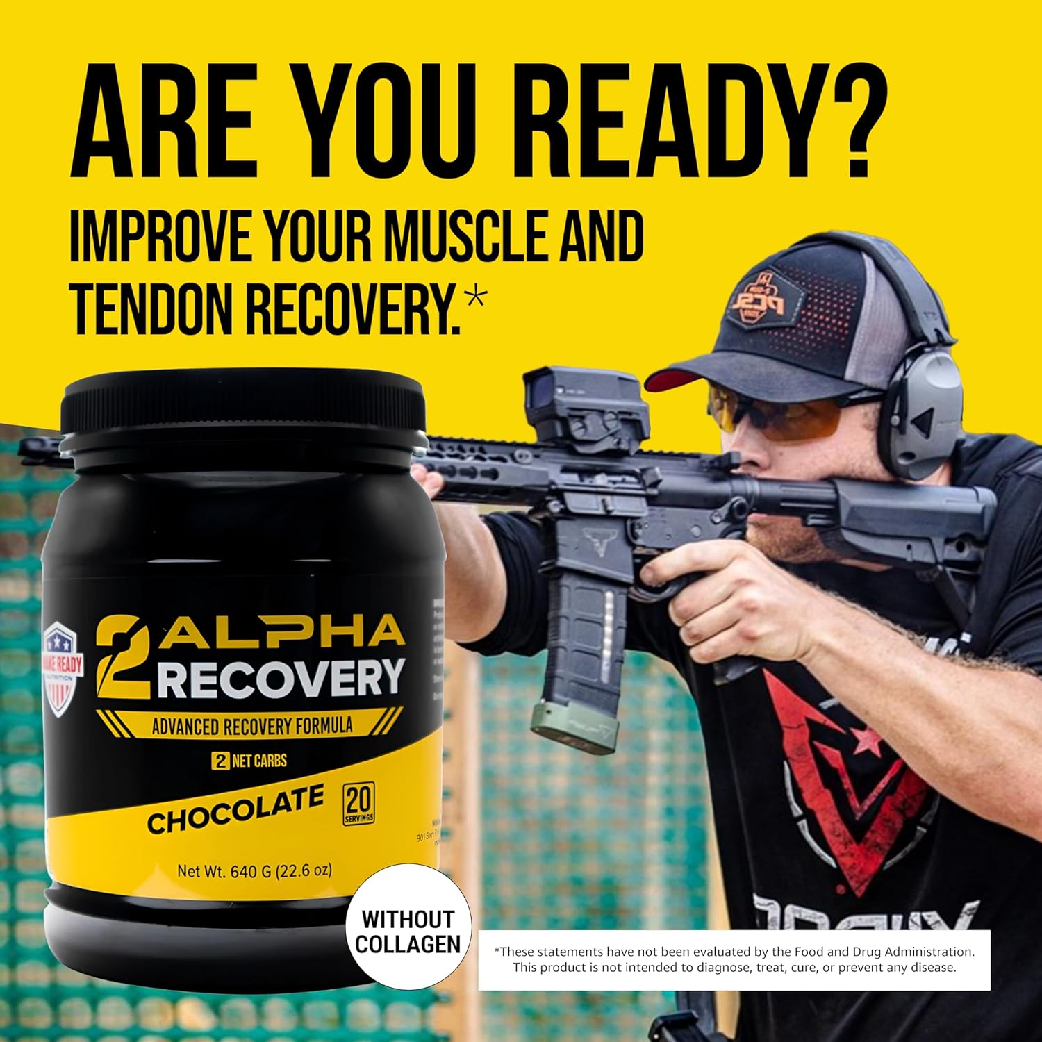 2ALPHA Recovery Chocolate - Protein Shake with Hydrolyzed Whey Isolate and Essential Nutrients for Shooters, 25g Protein for Muscle Recovery - 640g