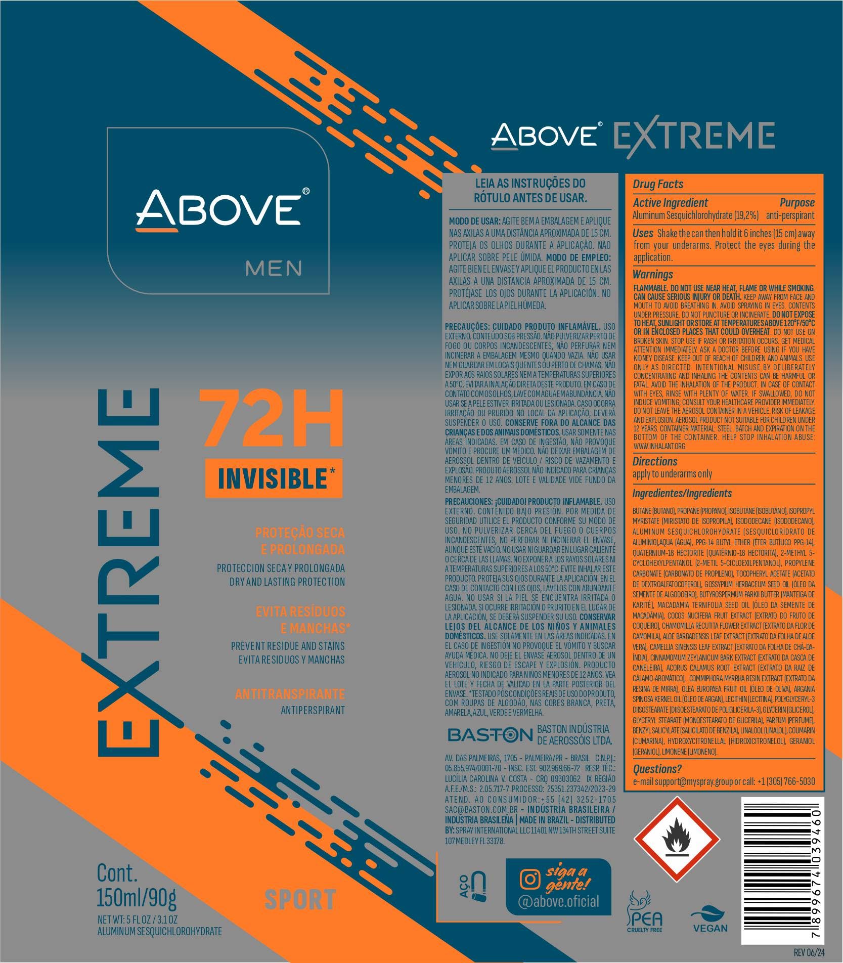 Amazon.com : ABOVE Extreme Men Sport - 72H Antiperspirant Spray