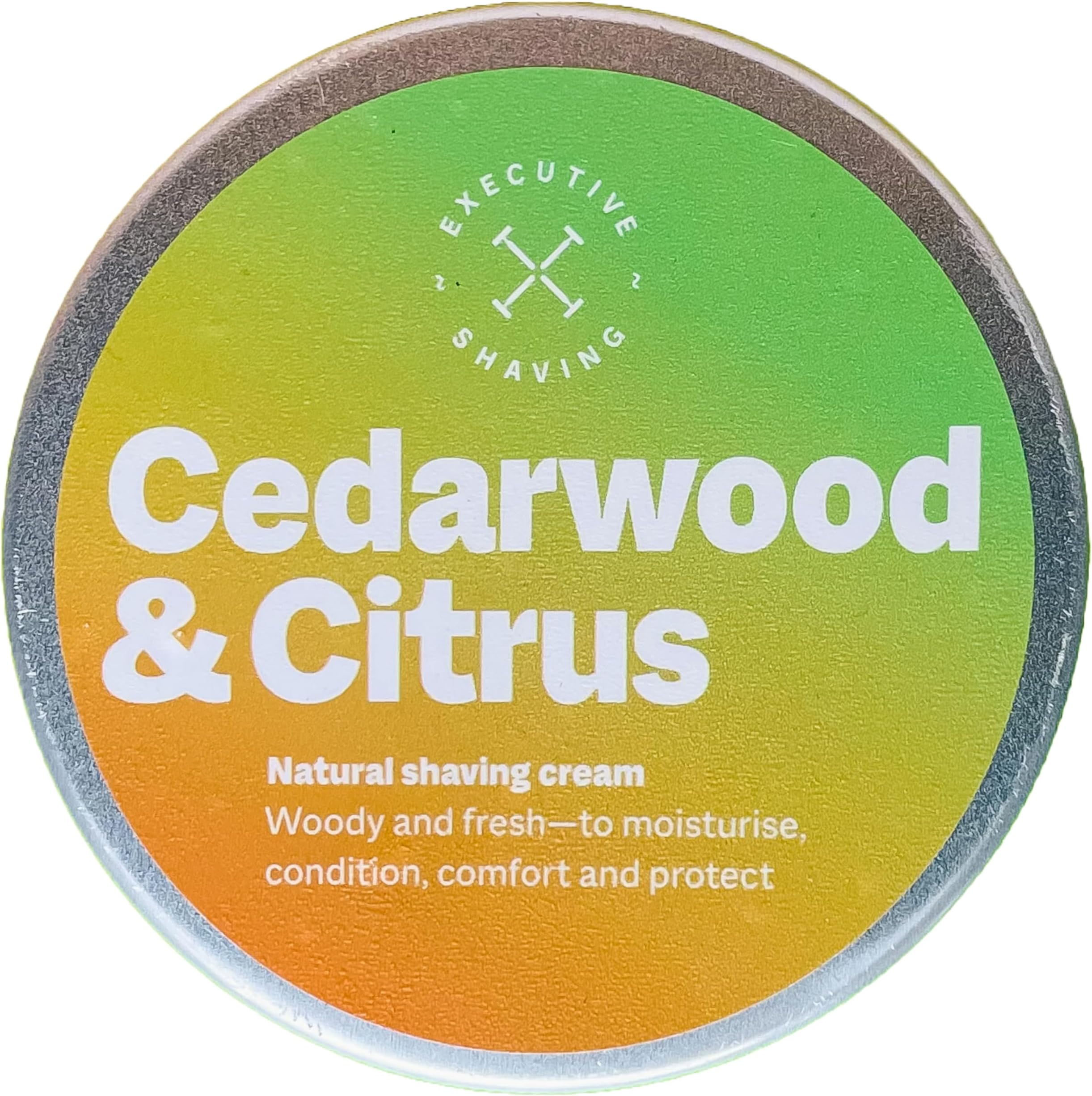 Executive ShavingCedarwood & Citrus Shaving Cream - Alcohol Free - Paraben Free - Animal Product Free - Suitable for Sensitive Skin - Recyclable Tin - 200ml - Made in the U.K.