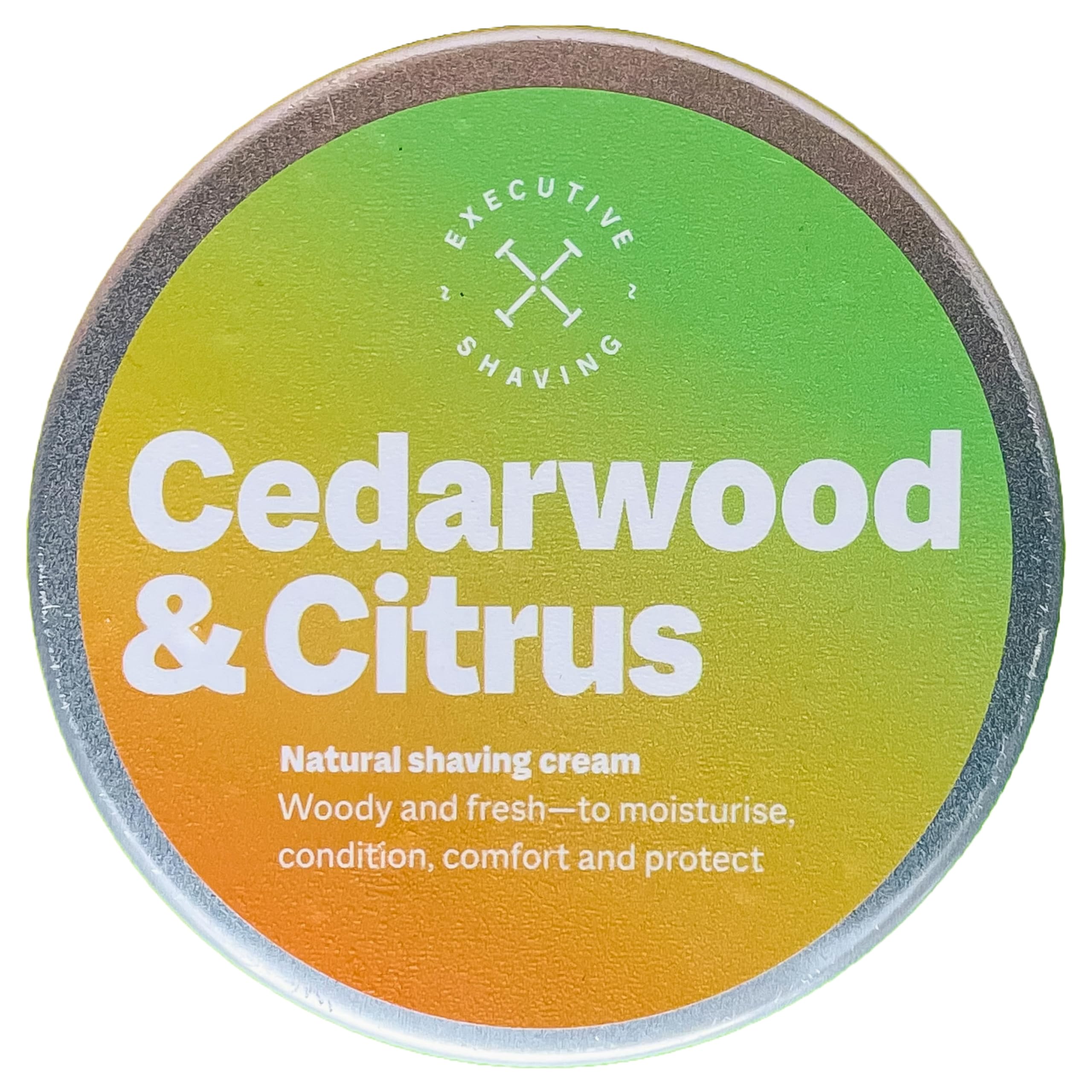 Executive ShavingCedarwood & Citrus Shaving Cream - Alcohol Free - Paraben Free - Animal Product Free - Suitable for Sensitive Skin - Recyclable Tin - 200ml - Made in the U.K.