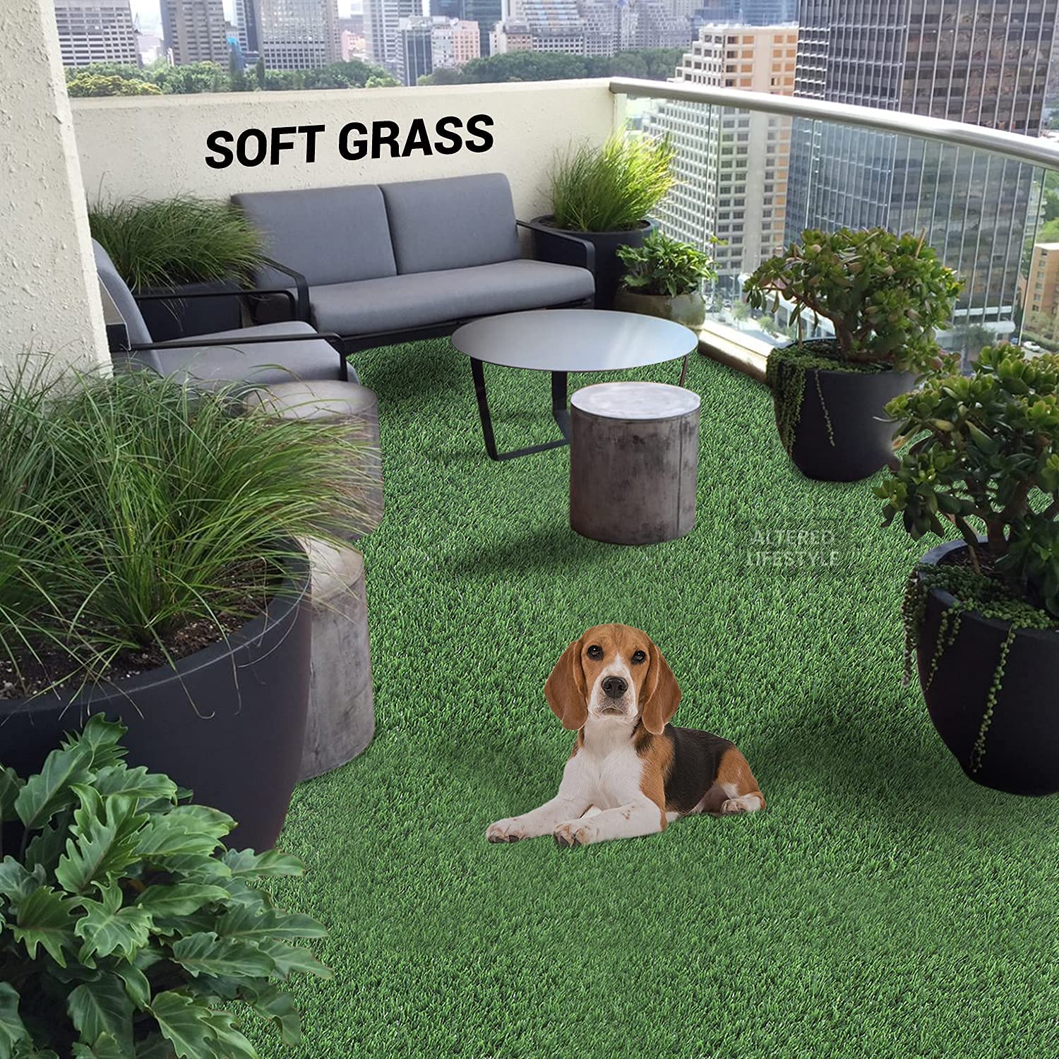 Altered Lifestyle Artificial Grass Mat for Balcony Green Grass Carpet