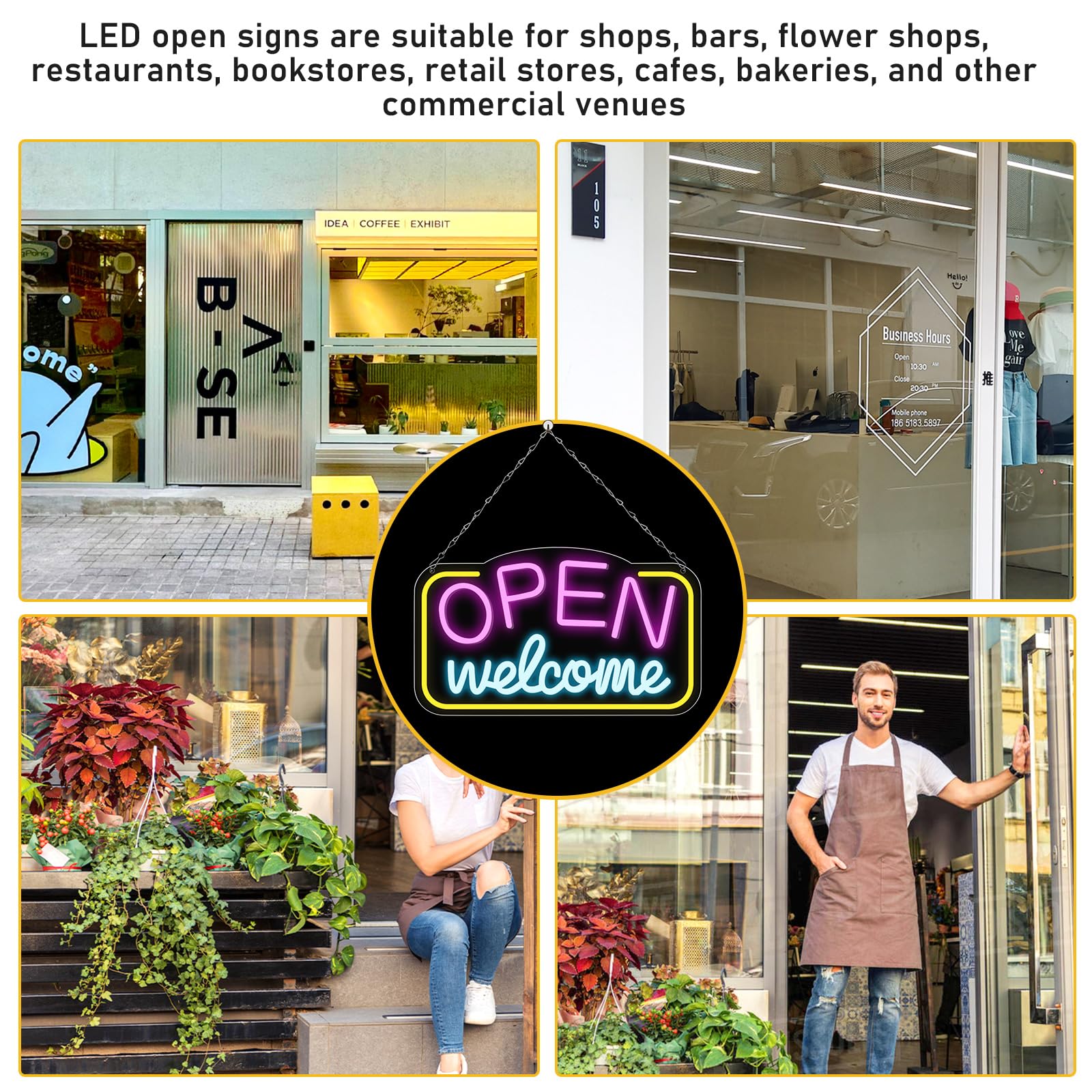 Open Neon Shield 43X23CM - Targa neon personalizzata, Open Neon Sign colorato per bar, salone, negozio, caffetteria, club, ristoranti