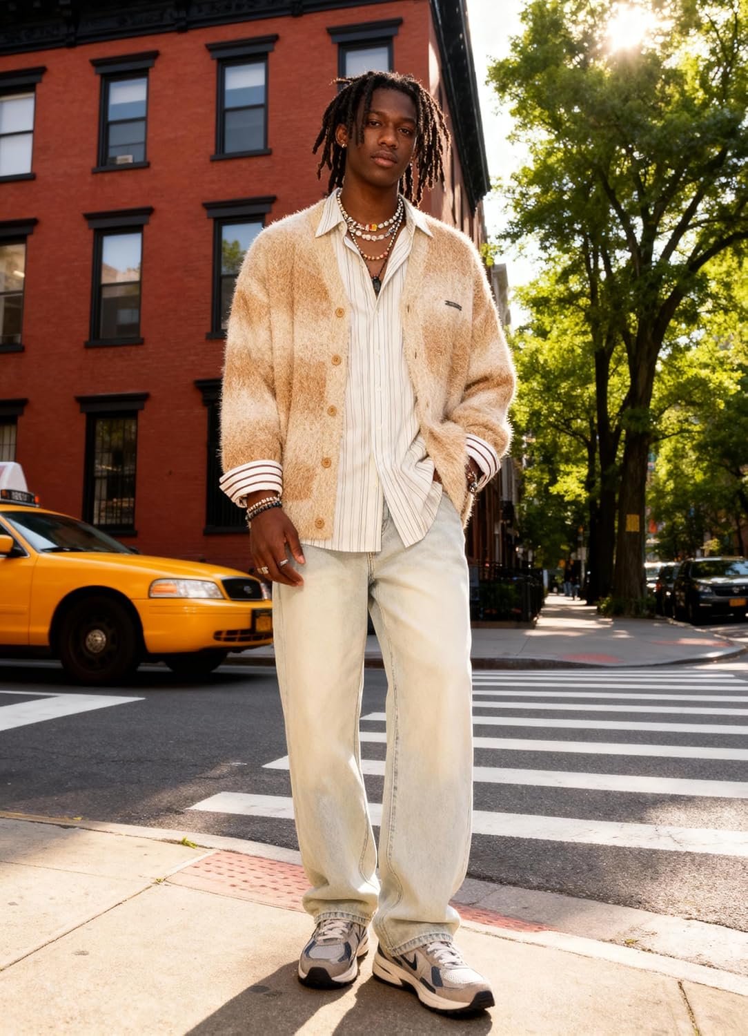 Bakyarder Women's Y2K Color-Block Striped V Neck Button Down Open Front Cardigan Sweater - Image 5