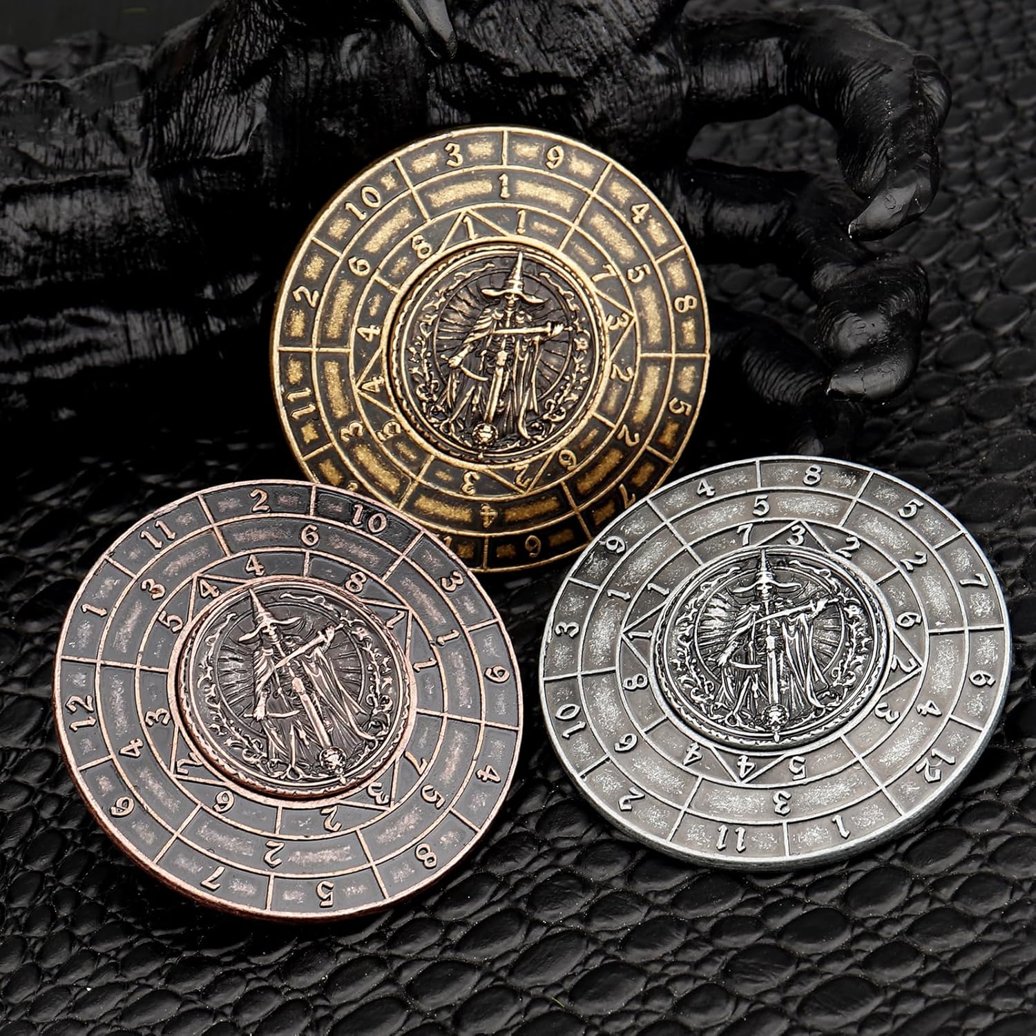 Haxtec DND Spinner Dice 7-in-1 Metal D&D Dice Set with Leather Bag Unique Dice Spinner Compatible with Dungeons and Dragons DND Gifts RPG Tabletop Game