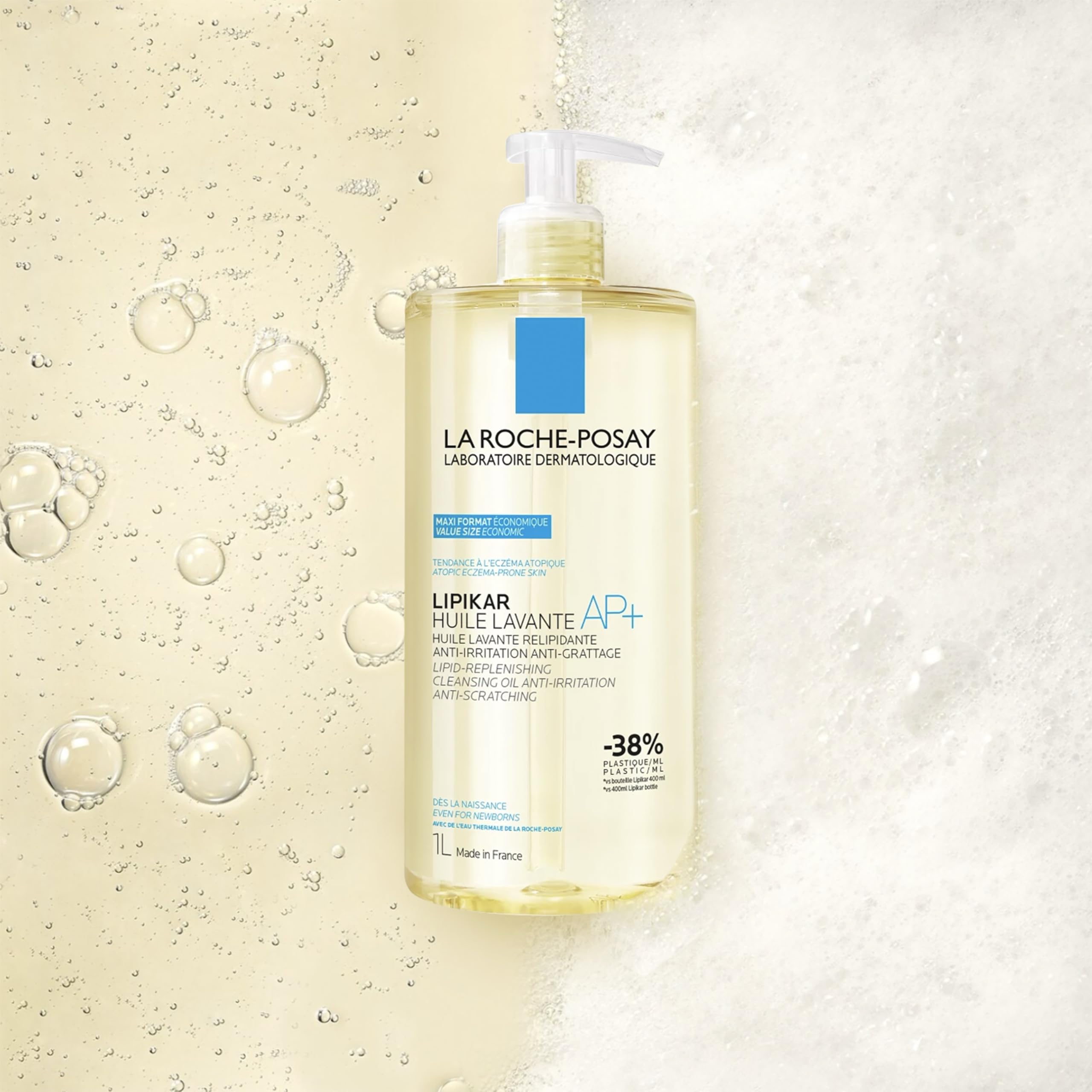 La Roche-Posay Lipikar Dusch- und Badeöl AP+ Rückfettendes Duschgel - Badeöl für juckende, trockene und empfindliche Haut