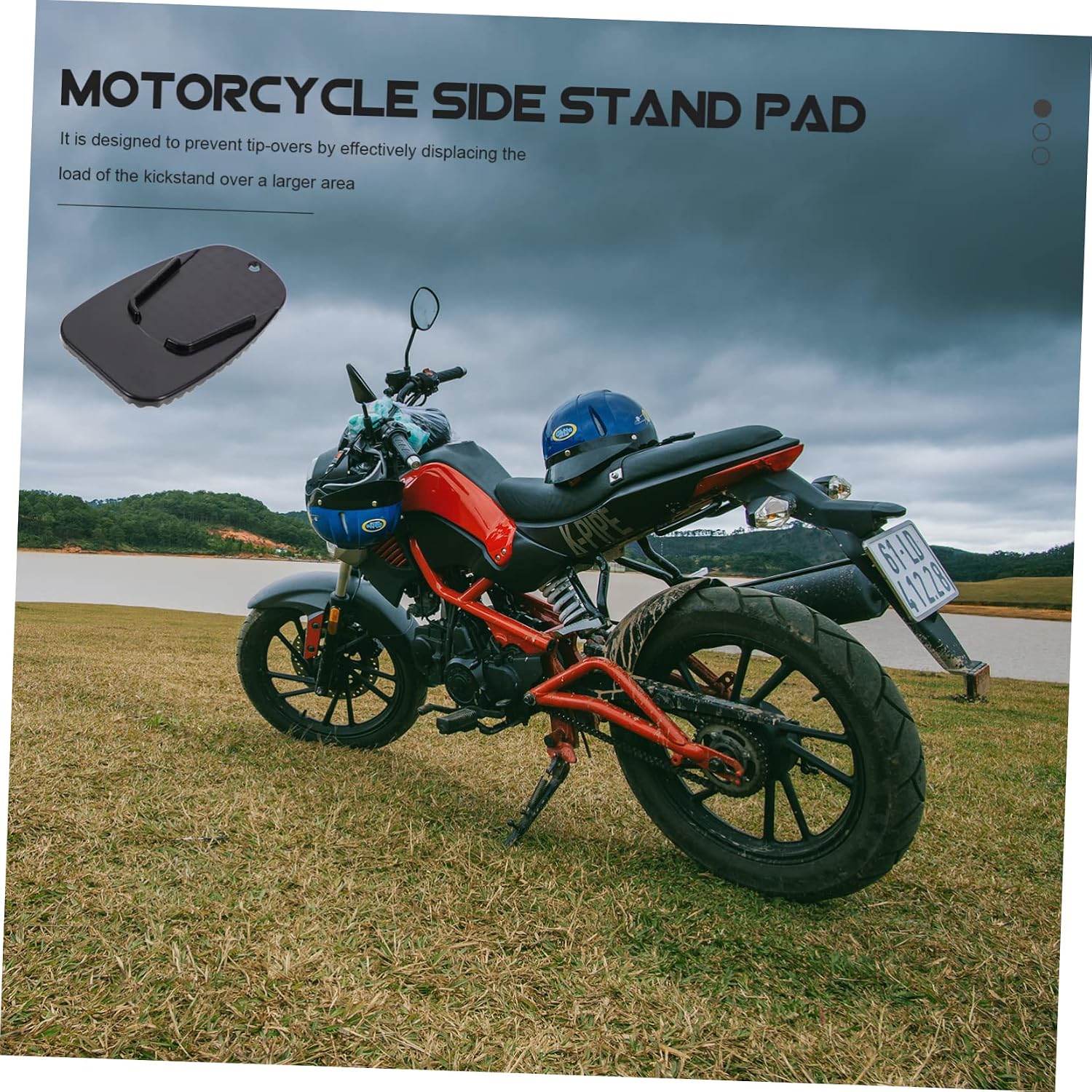 4pcs Motorcycle Kickstand Pads Black Side Stand Cushions for Safe Parking Uneven Non- Design for Grass Gravel Support