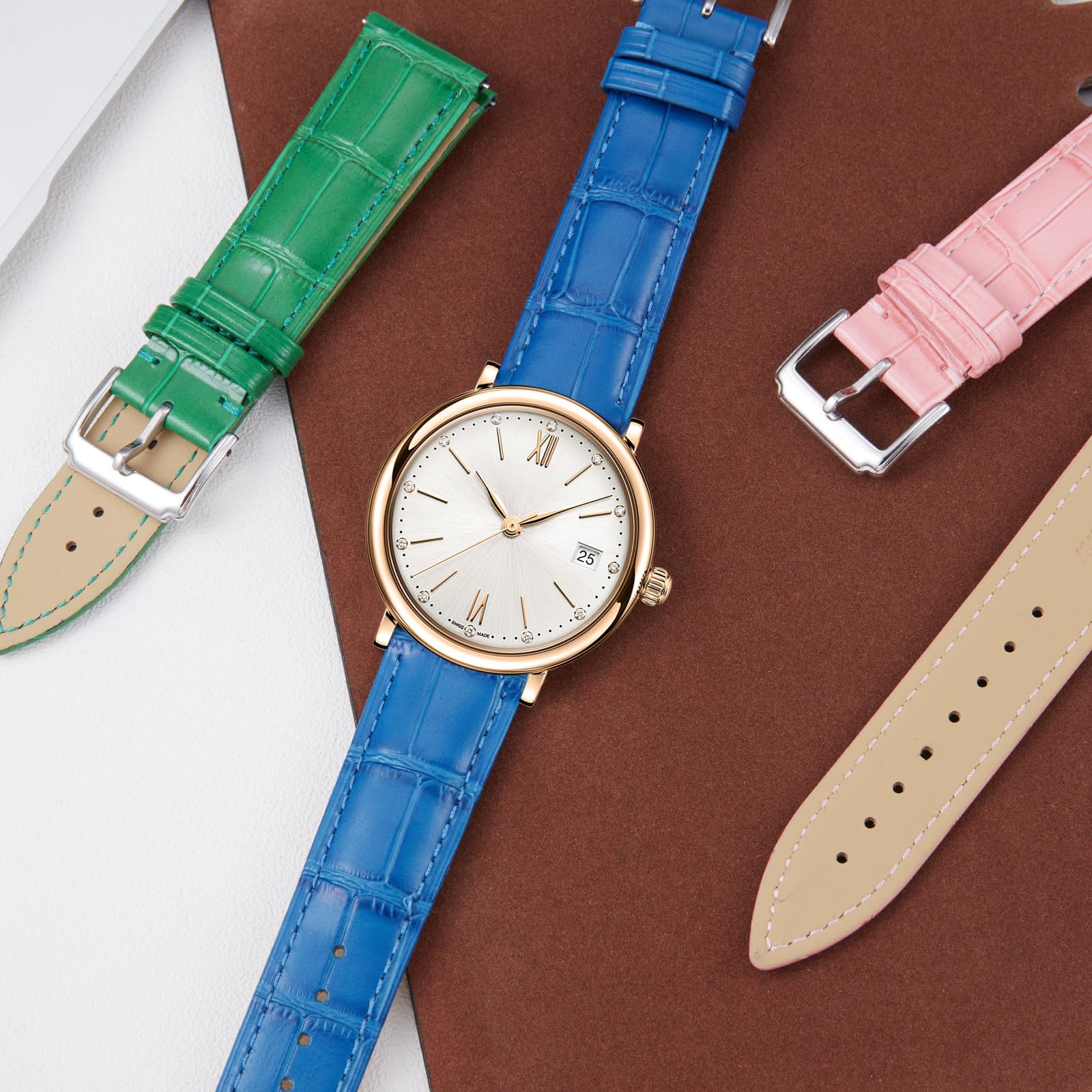 BINLUN Correa Reloj de Piel de Liberación Rápida Correas de Relojes de Cuero de Repuesto para Hombres y Mujeres con 12 Colores (10mm 12mm 14mm 15mm 16mm 17mm 18mm 19mm 20mm 21mm 22mm 23mm) — view 5