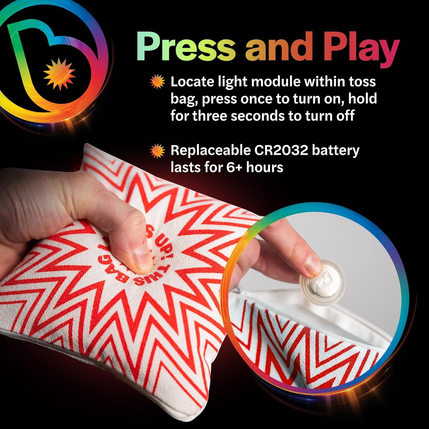 Brightz BagBrightz LED Cornhole Bags, 4-Pack - Cornhole Bean Bags That Light Up - Next Level Gameplay Experience! - 6+ Hours of Glow Time - Sold in Packs of 4 - Select Your Team Colors!