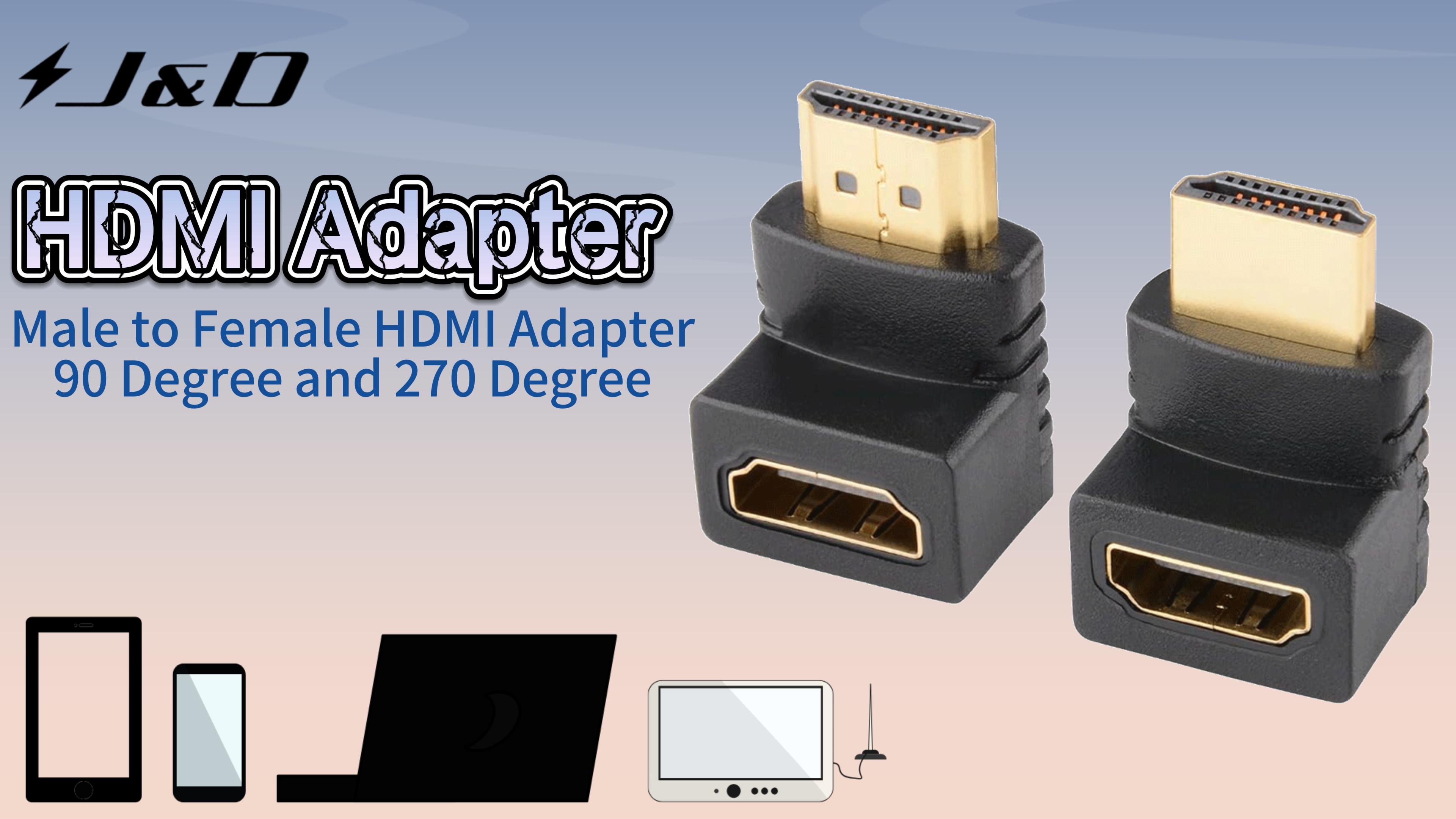 Pack De 2 Adaptadores HDMI En ángulo De 90/270 Grados - Chapados En Oro, 4K, Versión 1.4