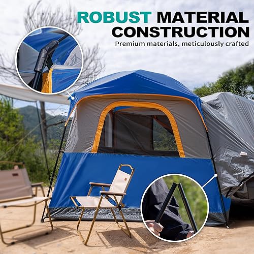 Miniatura 7 de Tienda de campaña SUV para camping, impermeable PU2000mm, se adapta a 5-8 personas, diseño espacioso de doble capa, incluye lluvia y bolsa de