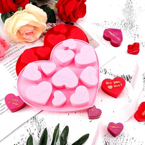 Miniatura 7 de Molde de silicona en forma de corazón de 10 agujeros, molde de corazón de caramelo para conversación de San Valentín, molde de silicona