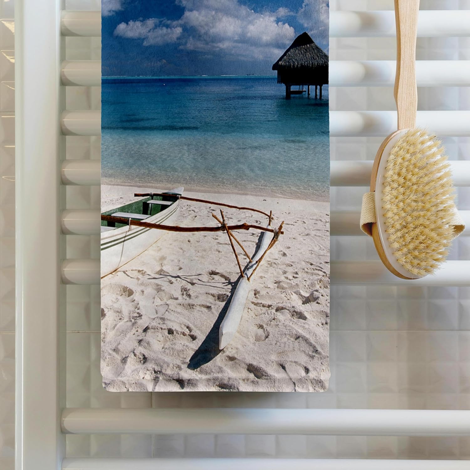 3dRose French Polynesia, Bora Bora, Bungalows from Beach Motu Toopua. 22x30 Bath Hand Pool Towel