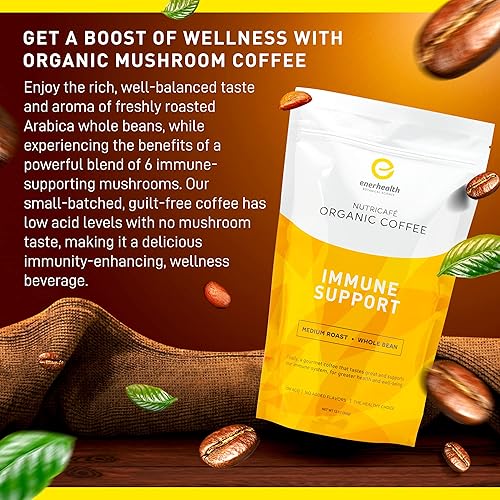 Miniatura 2 de Enerhealth Botanicals NutriCafé - Apoyo inmunológico - Café de grano arábica entero de tostado medio, de comercio justo, bajo en ácido, infundido
