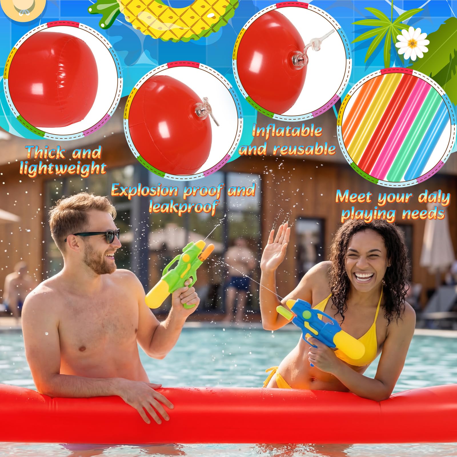 Meooeck 71 cali nadmuchiwany makaron basenowy pływanie Jumbo pływający makaron basenowy na plażę jezioro na zewnątrz