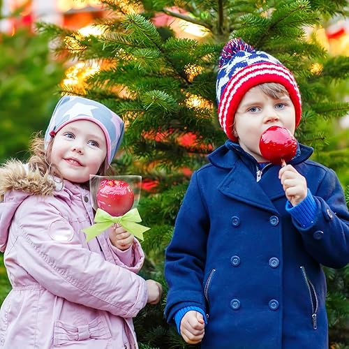 Miniatura 7 de Juego de 24 palitos de bambú de manzana, palitos brillantes de 24 piezas para pinchos de madera con diamantes de imitación de manzana, con bolsas de