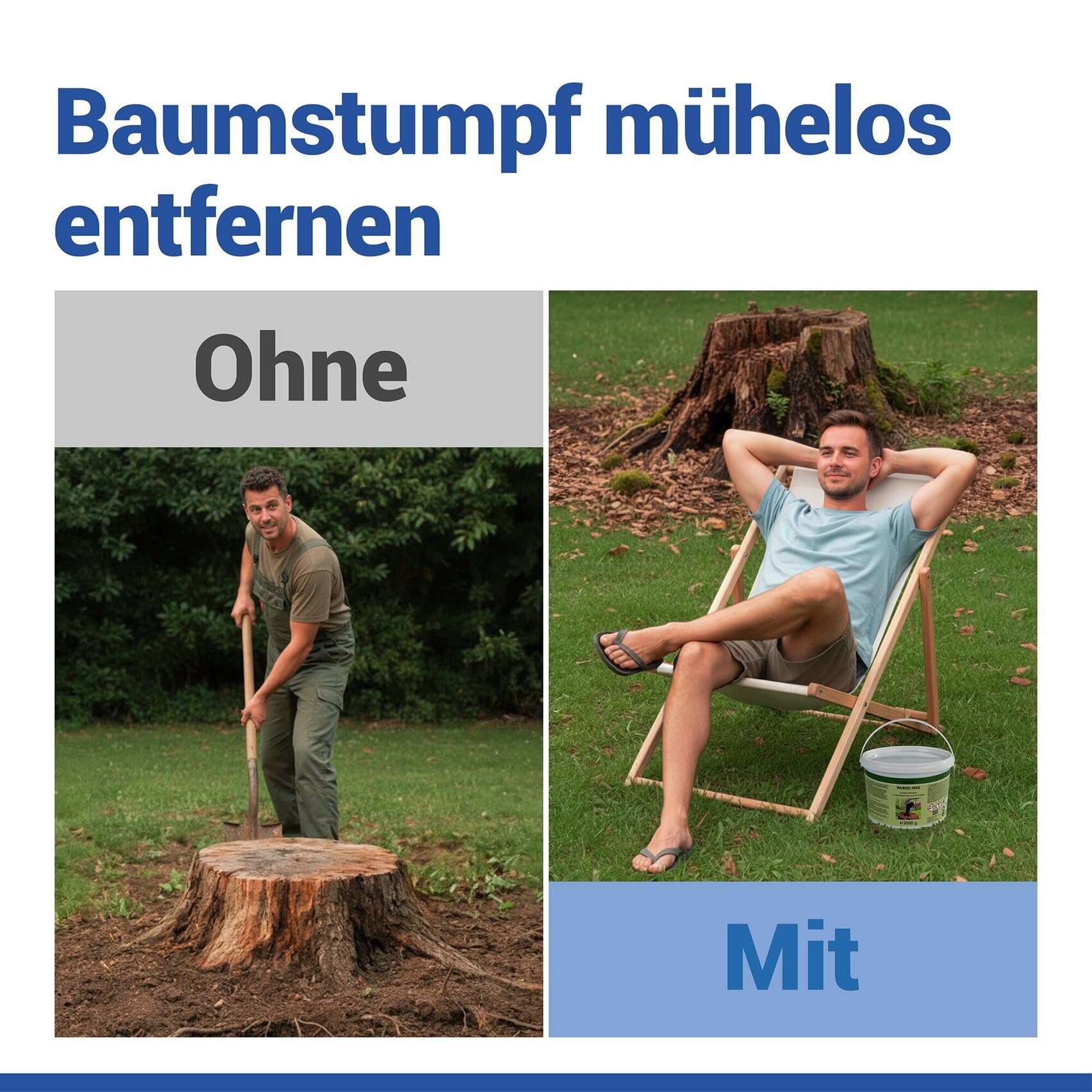 Maximex Wurzel-Weg 3000 g, Beschleunigt den Zersetzungsprozess, Wirksamer Baumstumpf Wurzelentferner, Unschädlich für das Erdreich