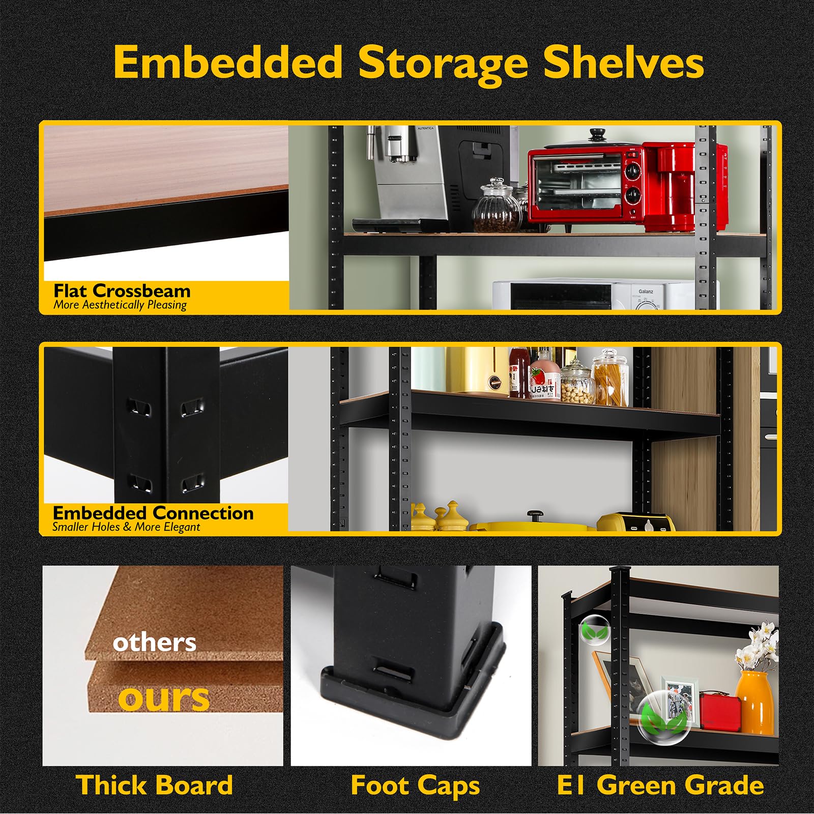 Dual Rack Shelves PACHIRA E-Commerce 5 Tier Dual Color Garage Storage Shelves, 71