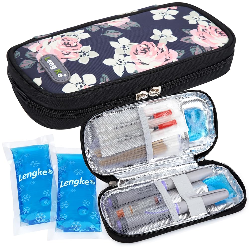 YOUSHARES Insulin Cooler Travel Case - Portable Refrigerated Medicine Case for Insulin Pen, Medication and Diabetic Supplies with 2 TSA Approved Ice Pack